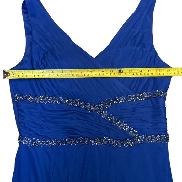 Cachet Long Blue Maxi Beaded Evening Gown Dress Size 12 - Picture 6 of 6